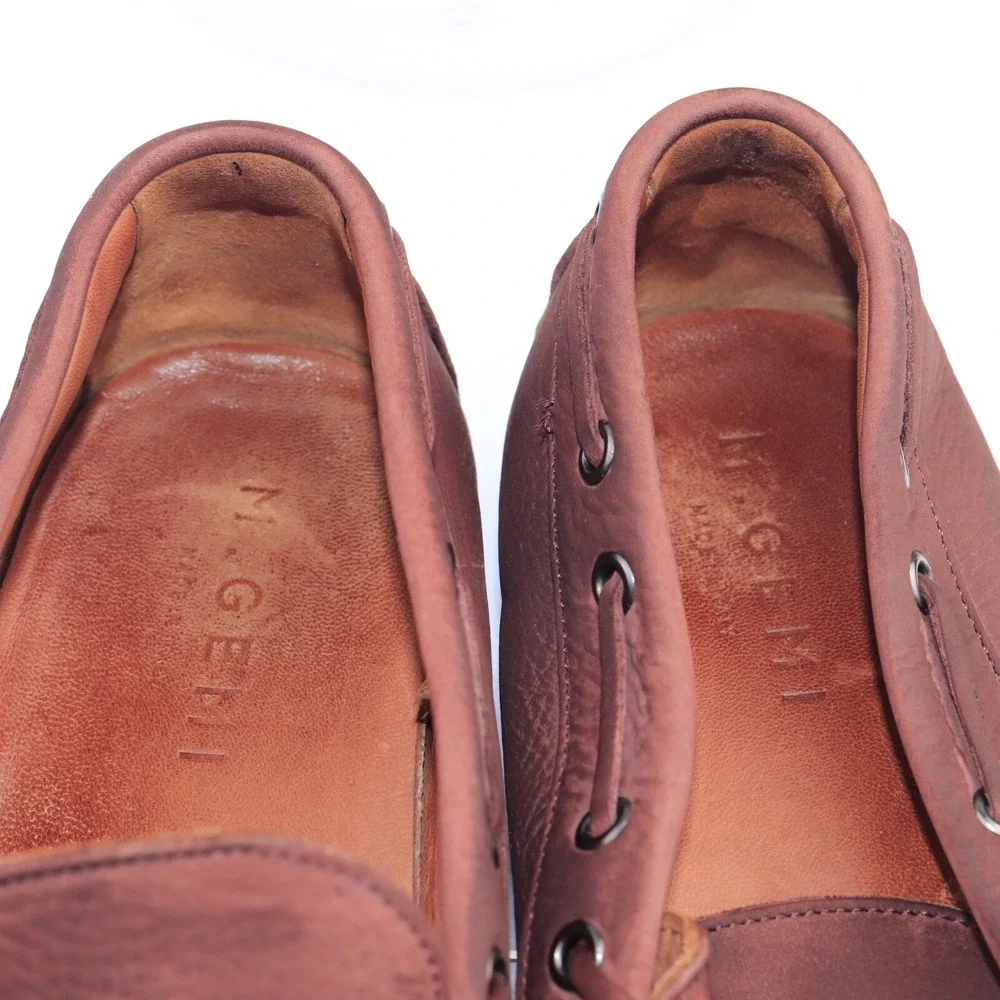 M Gemi Mens The Barca Boat Shoes Size 41.5 8.5 Burgundy Leather Moccasin Loafers